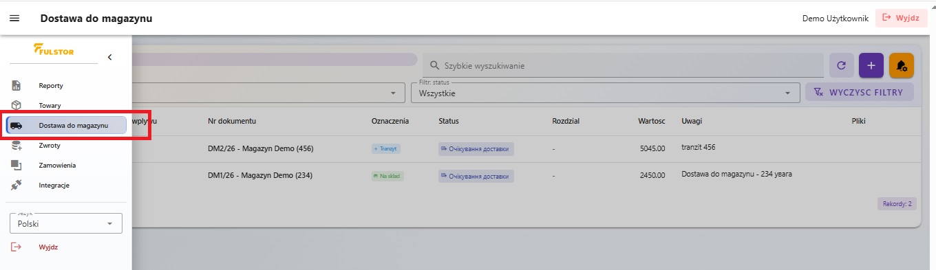 Przejdź do sekcji „Dostawy”.