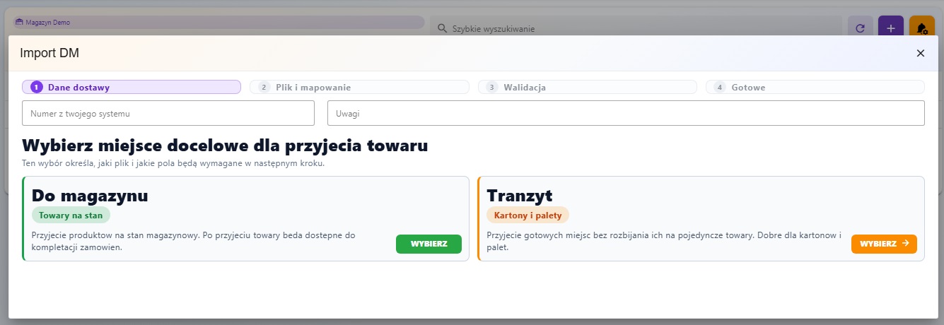 Wybierz typ dostawy.